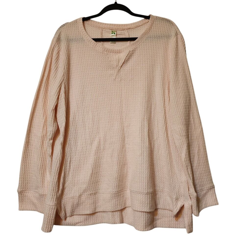 Green Tea Women's Pink Waffle Knit Sweater - Size XL